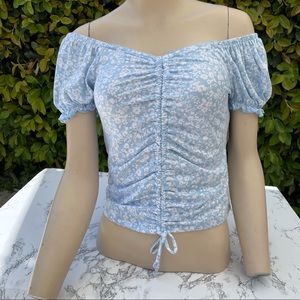 String Me SET Baby Blue/Floral Crunchy Top